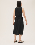 Jersey Sleeveless Midi Waisted Dress
