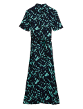 Printed Belted Midi Shirt Dress