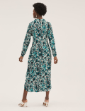 Animal Print Tie Front Midaxi Shirt Dress