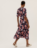 Floral Round Neck Midaxi Tea Dress