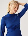 Satin Round Neck Midi Tea Dress