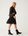 Foil Star Print Mini Shirt Dress