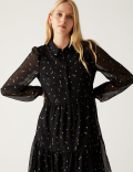Foil Star Print Mini Shirt Dress