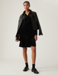Velvet Studded Knee Length Wrap Dress