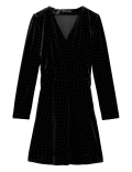 Velvet Studded Knee Length Wrap Dress
