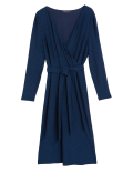 V-Neck Midi Wrap Dress