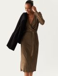 V-Neck Midi Wrap Dress