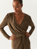 V-Neck Midi Wrap Dress