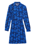 Snake Print Belted Knee Length Shirt Dress