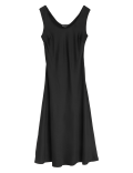Satin Round Neck Midi Slip Dress
