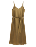 Lamé V-Neck Midi Slip Dress