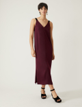 Velvet V-Neck Midi Slip Dress