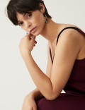 Velvet V-Neck Midi Slip Dress