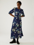 Floral Round Neck Midaxi Tea Dress