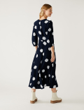 Spot Print Round Neck Midaxi Tea Dress