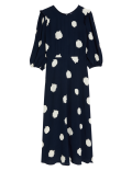 Spot Print Round Neck Midaxi Tea Dress