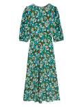 Floral Round Neck Midaxi Tea Dress
