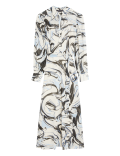 Marble Print Tie Waist Midi Shirt Dress