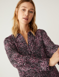 Animal Print Knee Length Shirt Dress