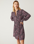 Animal Print Knee Length Shirt Dress
