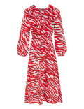 Zebra Print Tie Neck Midaxi Waisted Dress