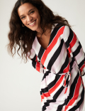 Striped V-Neck Midi Column Dress