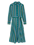 Geometric Belted Midi Shirt Dress