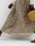 Animal Print Pleated Midaxi Skirt