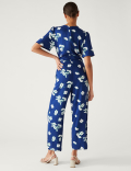 Floral Tie Detail Short Sleeve Jumpsuit