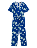 Floral Tie Detail Short Sleeve Jumpsuit