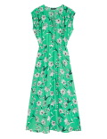 Floral Tie Neck Midaxi Waisted Dress