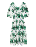 Floral V-Neck Midaxi Tiered Dress