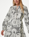 Floral Tie Neck Midaxi Relaxed Tiered Dress