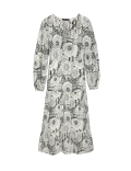Floral Tie Neck Midaxi Relaxed Tiered Dress