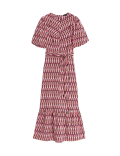 Geometric Puff Sleeve Midi Tea Dress