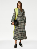 Cotton Blend Checked Midaxi Waisted Dress