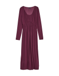 Round Neck Ruched Midi Smock Dress