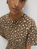 Animal Print Round Neck Mini Shift Dress