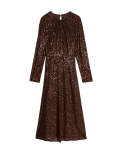 Sequin Round Neck Midi Tea Dress