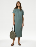 Satin Round Neck Midaxi Column Dress