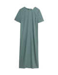 Satin Round Neck Midaxi Column Dress