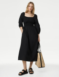 Pure Cotton Square Neck Midaxi Dress