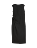 Linen Rich Ruched Midaxi Bodycon Dress