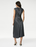 Satin Polka Dot Midi Column Dress