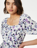 Linen Rich Square Neck Midaxi Day Dress
