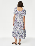 Linen Rich Square Neck Midaxi Day Dress