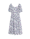 Linen Rich Square Neck Midaxi Day Dress