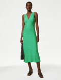 Jacquard Polka Dot Midaxi Slip Dress