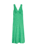 Jacquard Polka Dot Midaxi Slip Dress