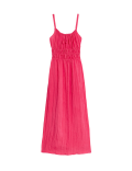Crinkle Smocked Cami Midi Slip Dress